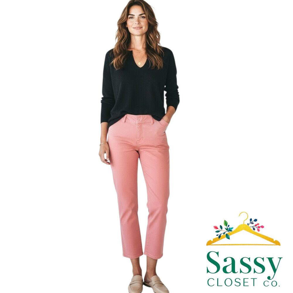 KUT FROM THE KLOTH Pink Taylor Crop Trouser Pants 10 Chino Stretch EUC